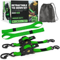 Retractable Ratchet Tie Down Straps 1" x 10', Self-Retracting Cargo Straps for Truck, Trailer & Moving