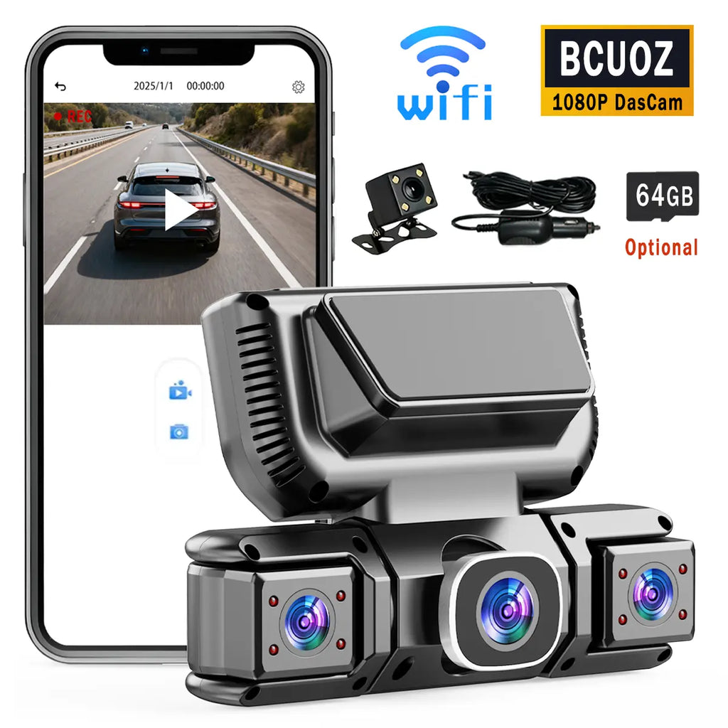 360 Degree 4 Channel Dash Cam Front Rear Inside Left Right with GPS WiFi Night Vision and Parking Mode