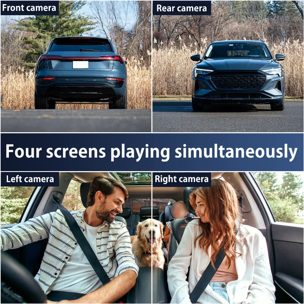 4 Channel 1080P Dash Cam with 64GB, Front Rear Inside Left Right Recording, Night Vision, 24/7 Parking Mode Car DVR