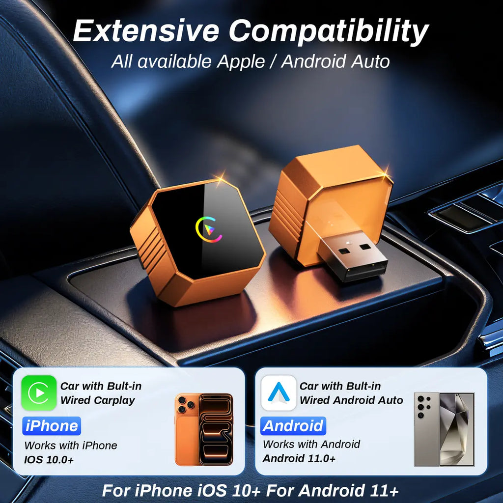 Wireless CarPlay Adapter for Cars 2017+, Plug and Play, Fast Auto Connect, Upgrade Wired to Wireless