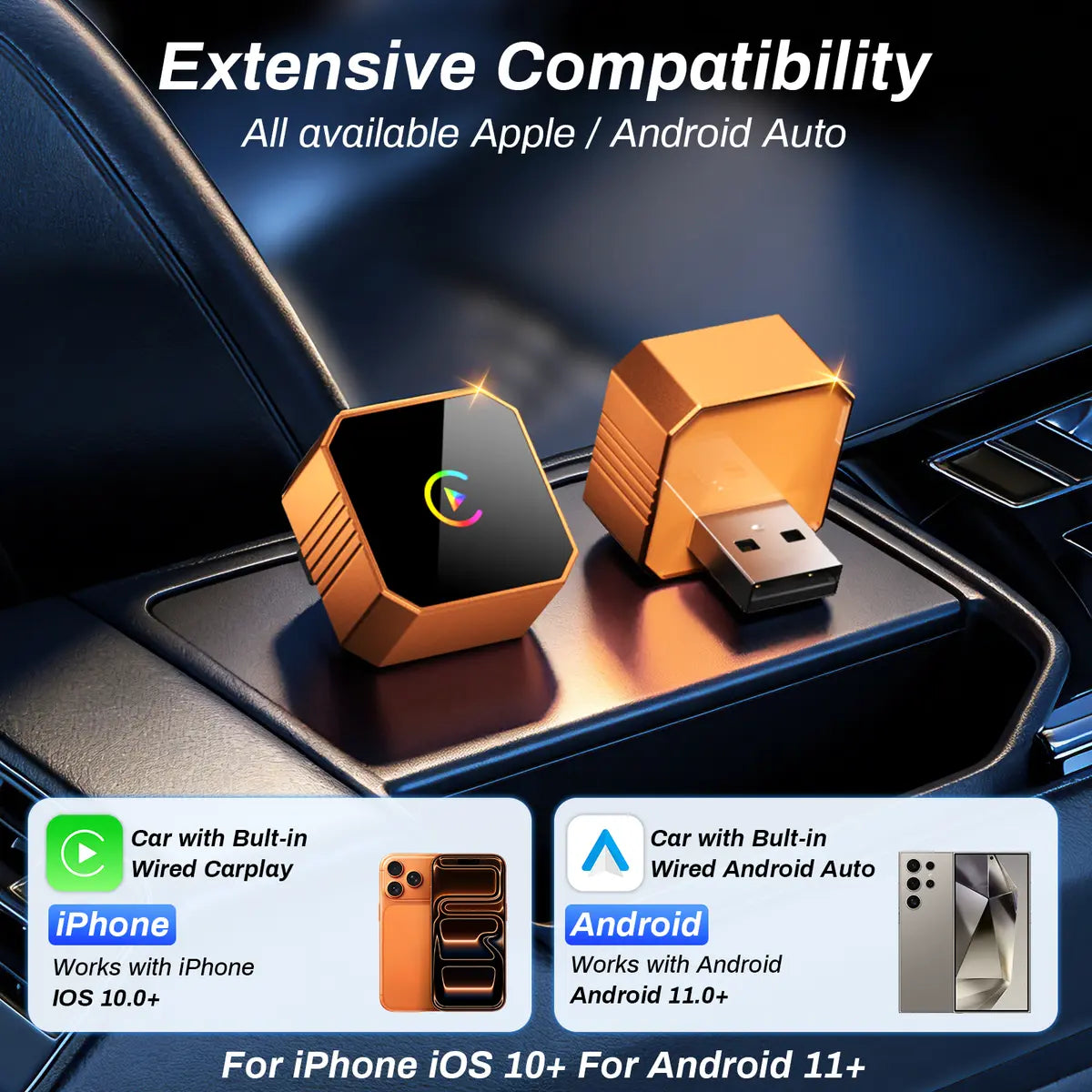 Wireless CarPlay Adapter for Cars 2017+, Plug and Play, Fast Auto Connect, Upgrade Wired to Wireless