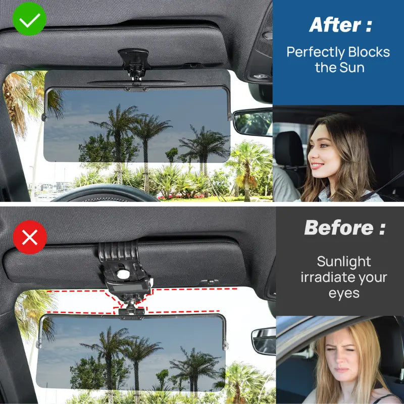 Polarized Car Sun Visor Extender with UV400 Protection, Anti-Glare Sun Shade for Safer Driving