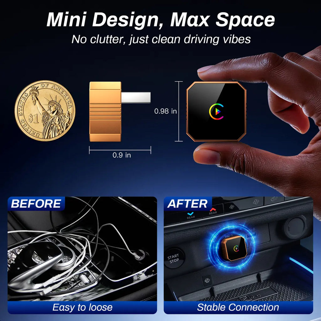 Wireless CarPlay Adapter for Cars 2017+, Plug and Play, Fast Auto Connect, Upgrade Wired to Wireless