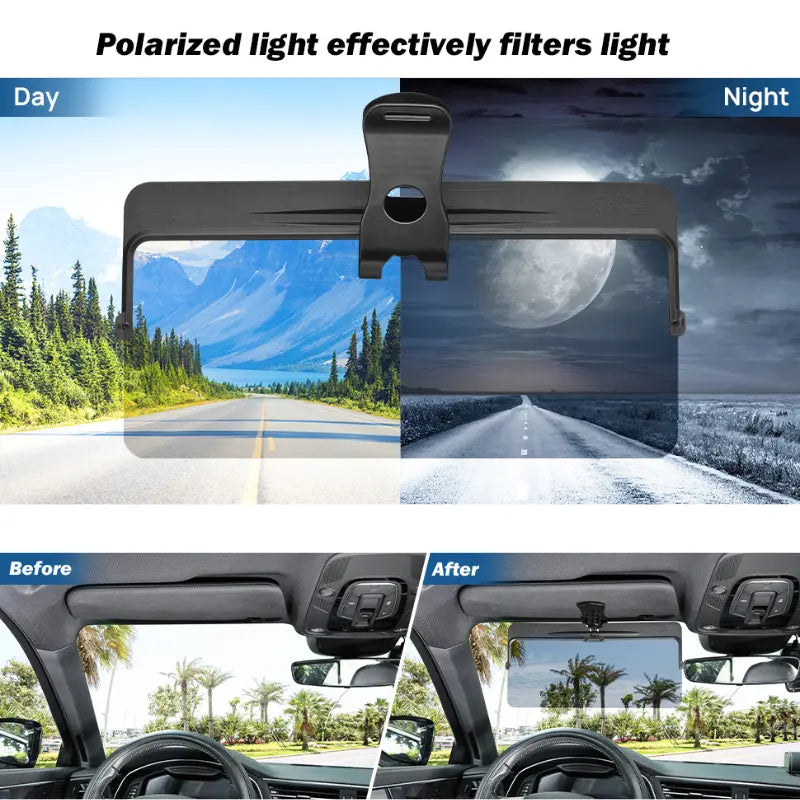 Polarized Car Sun Visor Extender with UV400 Protection, Anti-Glare Sun Shade for Safer Driving