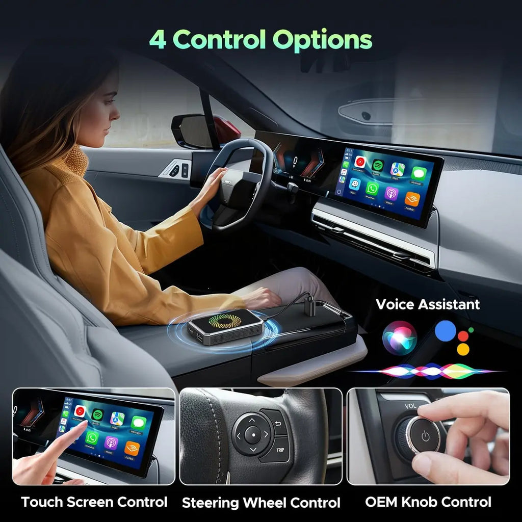 Wired to Wireless CarPlay Adapter with Video Streaming, Supports Netflix, YouTube & TikTok
