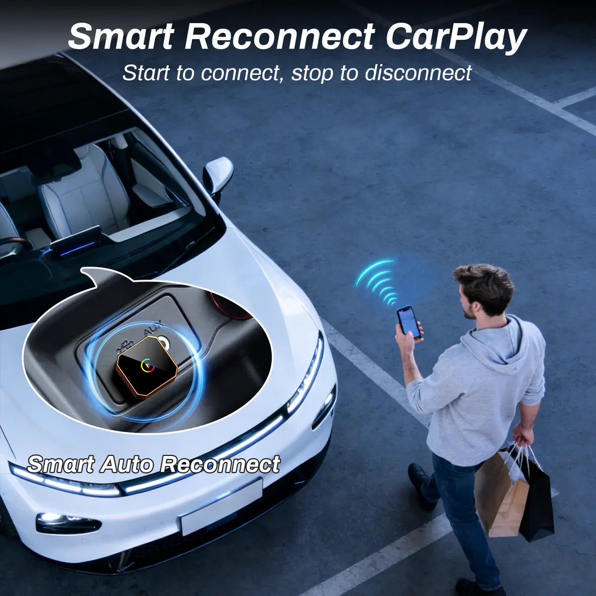 Wireless CarPlay Adapter for Cars 2017+, Plug and Play, Fast Auto Connect, Upgrade Wired to Wireless