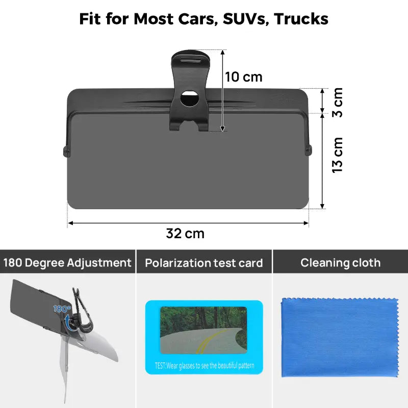Polarized Car Sun Visor Extender with UV400 Protection, Anti-Glare Sun Shade for Safer Driving