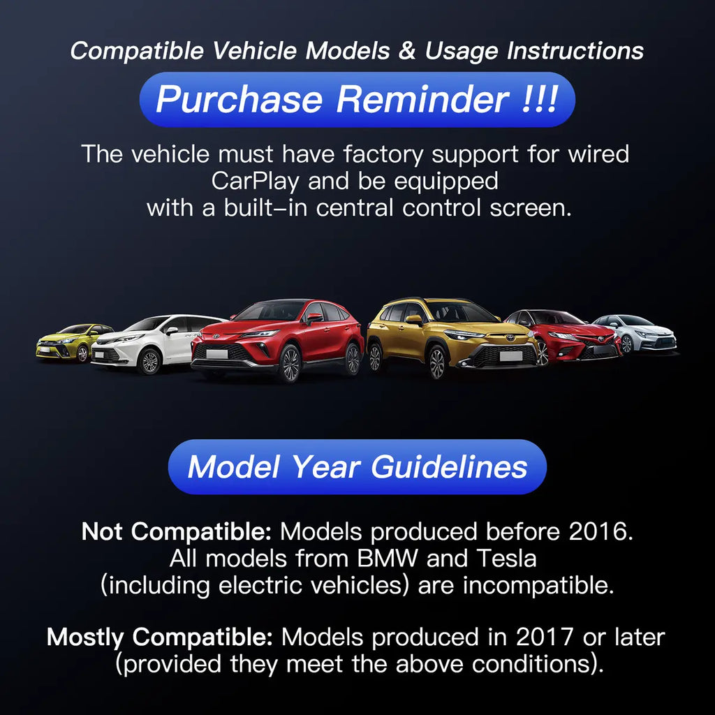 Wireless CarPlay Adapter for Cars 2017+, Plug and Play, Fast Auto Connect, Upgrade Wired to Wireless