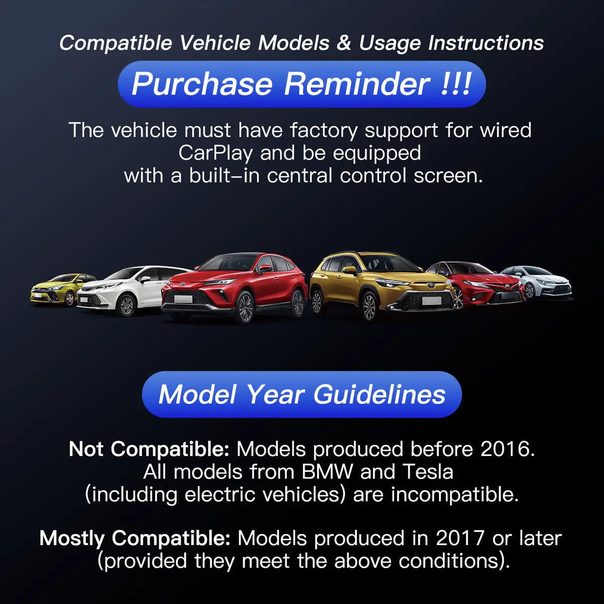 Wireless CarPlay Adapter for Cars 2017+, Plug and Play, Fast Auto Connect, Upgrade Wired to Wireless