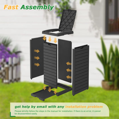 31/62-Gallon Outdoor Trash Can, A ConcealedTrash Can with A Lid and Drip Tray, Made ofEasy-To-Clean Resin