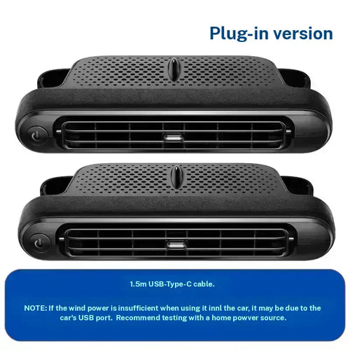 Dual Turbo Car Seat Fan USB Powered, Adjustable Rear Seat Cooling Fan with Strong Airflow and Independent Switch