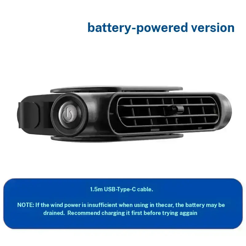 Dual Turbo Car Seat Fan USB Powered, Adjustable Rear Seat Cooling Fan with Strong Airflow and Independent Switch