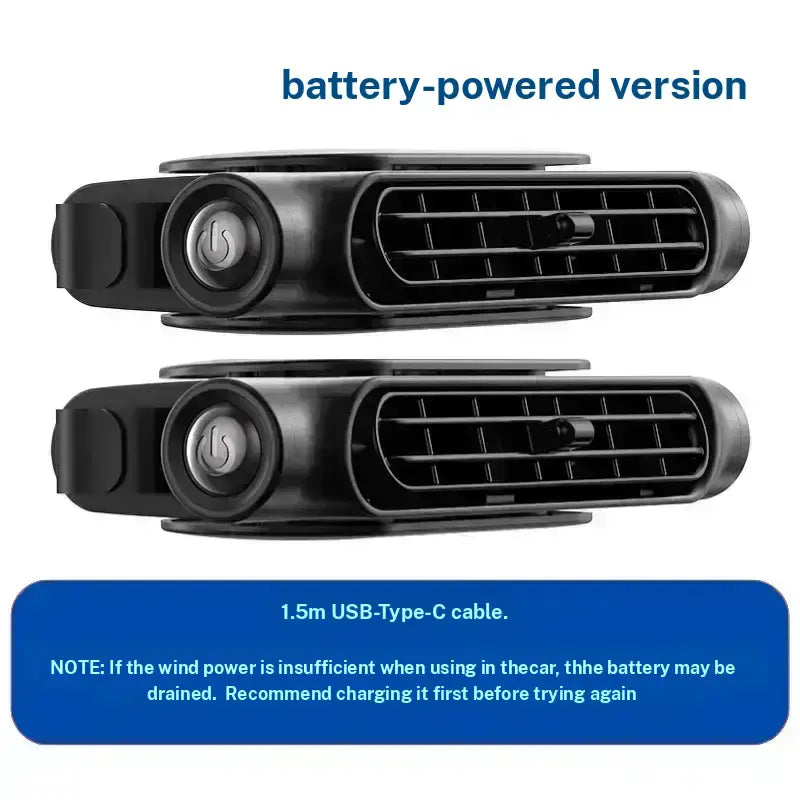 Dual Turbo Car Seat Fan USB Powered, Adjustable Rear Seat Cooling Fan with Strong Airflow and Independent Switch