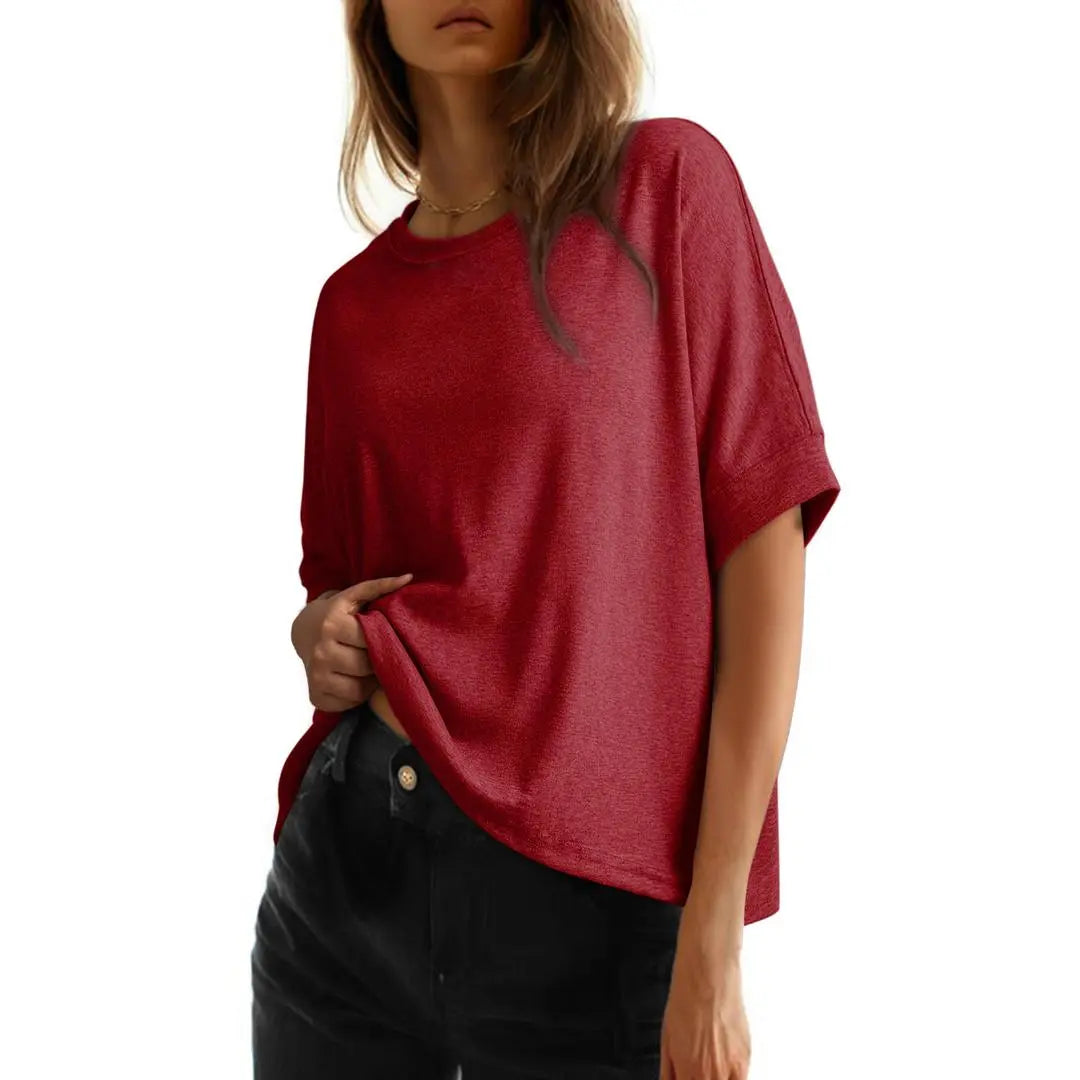 Women's Loose Oversized Basic Tee – Comfortable, Soft Fabric, Flattering Fit