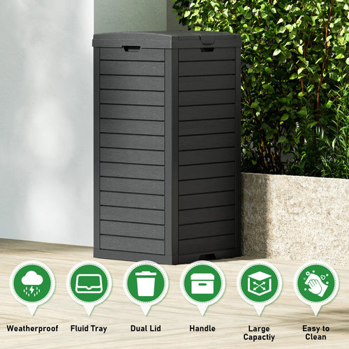 31/62-Gallon Outdoor Trash Can, A ConcealedTrash Can with A Lid and Drip Tray, Made ofEasy-To-Clean Resin