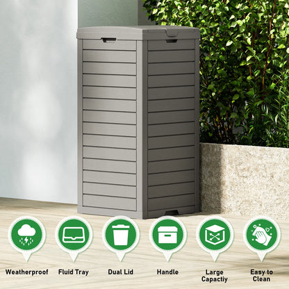 31/62-Gallon Outdoor Trash Can, A ConcealedTrash Can with A Lid and Drip Tray, Made ofEasy-To-Clean Resin